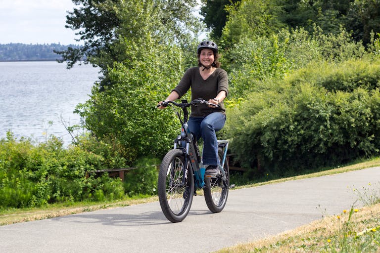 A Woman Riding a Bicycle