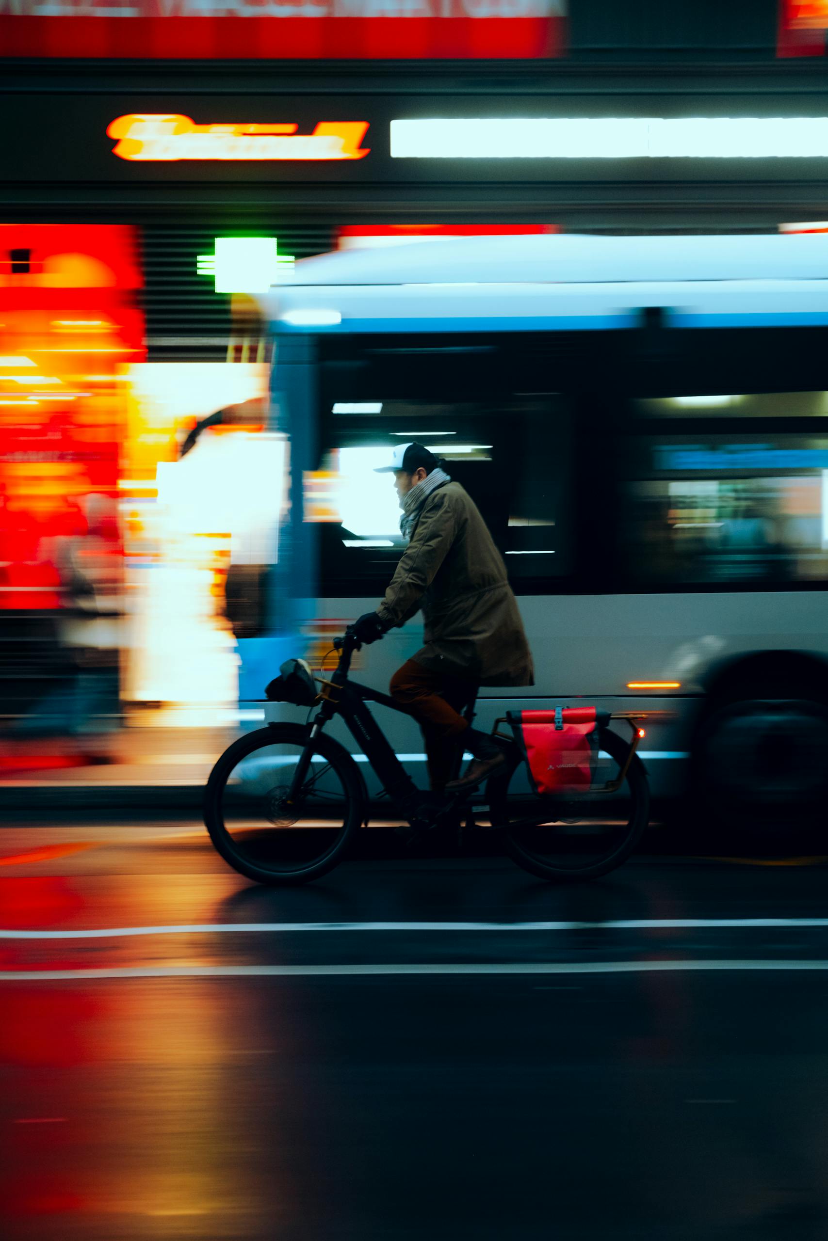 Man Riding an Electric Bike on the Street