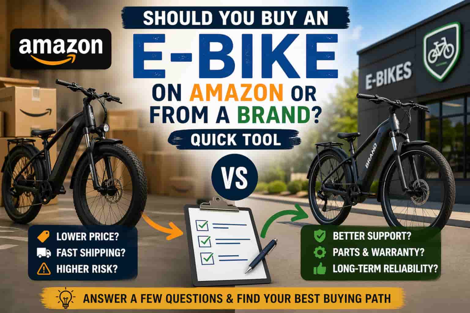 Should You Buy an E-Bike on Amazon or From a Brand? (Quick Tool)