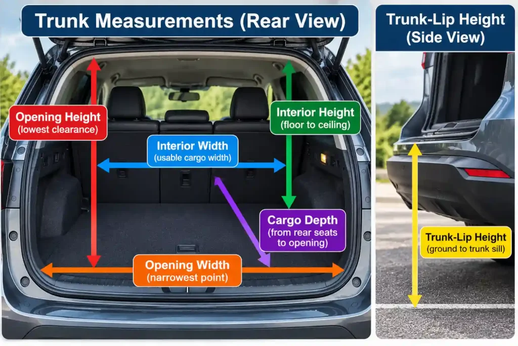 how to measure trunk inside car for ebike