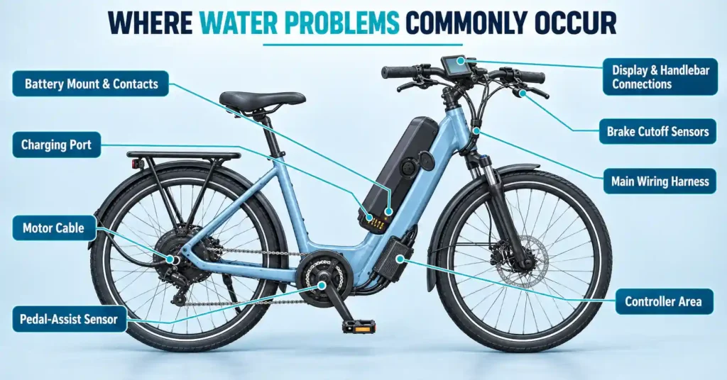 where water problems occur on ebike